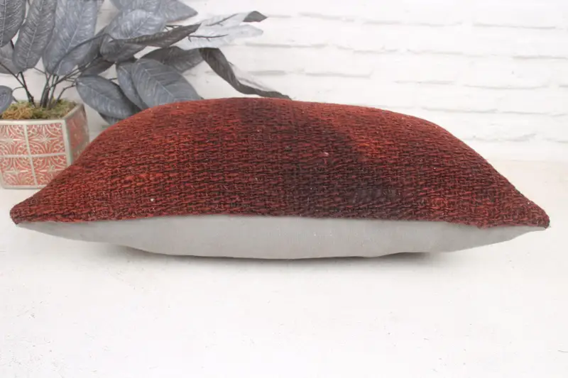 Outdoor Patio Cushion, Boho Throw Cushion Case, Pillow Sham, 12x20 Brown Pillow Cover, Pillow for Couch, Vintage Kilim Pillow, Antique Pillows - 5