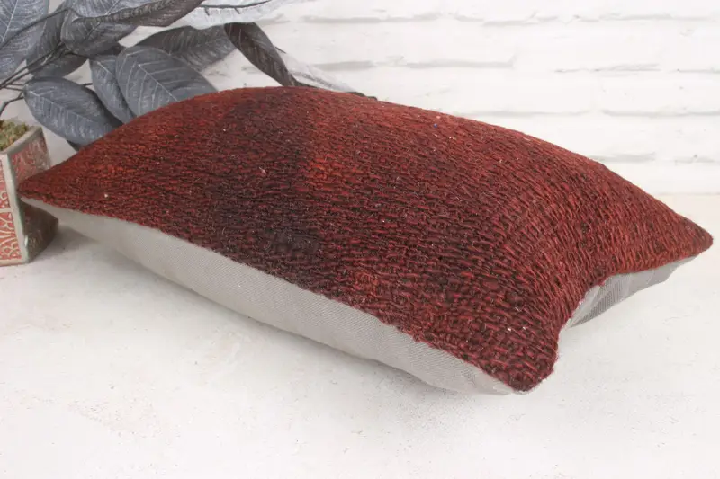 Outdoor Patio Cushion, Boho Throw Cushion Case, Pillow Sham, 12x20 Brown Pillow Cover, Pillow for Couch, Vintage Kilim Pillow, Antique Pillows - 6