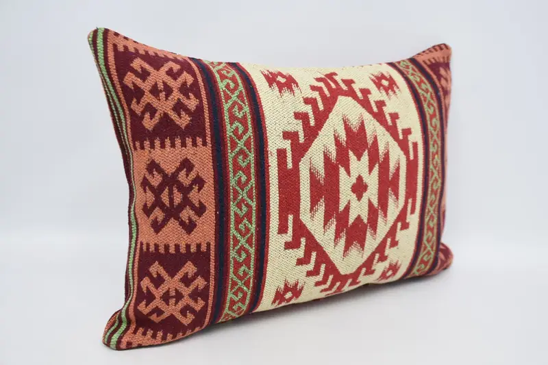 Pillow Sham, Kilim Cushion Sham, Armchair Pillow Sham, Vintage Kilim Pillow, 20x28 Red Pillow Cover, Handwoven Pillow Sham, Pillow for Sofa - 3