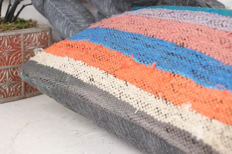 Cushion, Vintage Pillow, Aztec Cushion Cover, Interior Designer Pillow, 12x24 Blue Pillow Sham, Outdoor Patio Cushion Cover, Throw Kilim Pillow - 7