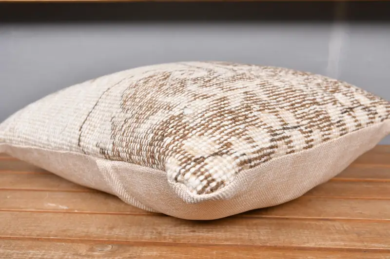 Cushion Case, 14x14 Beige Pillow Sham, Vintage Kilim Throw Pillow, Authentic Pillow Sham, Aztec Pillow Cover, Kilim Pillow Cover, Pillow for Couch - 4