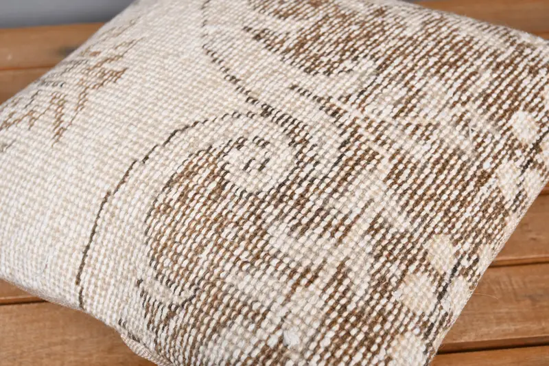Cushion Case, 14x14 Beige Pillow Sham, Vintage Kilim Throw Pillow, Authentic Pillow Sham, Aztec Pillow Cover, Kilim Pillow Cover, Pillow for Couch - 3