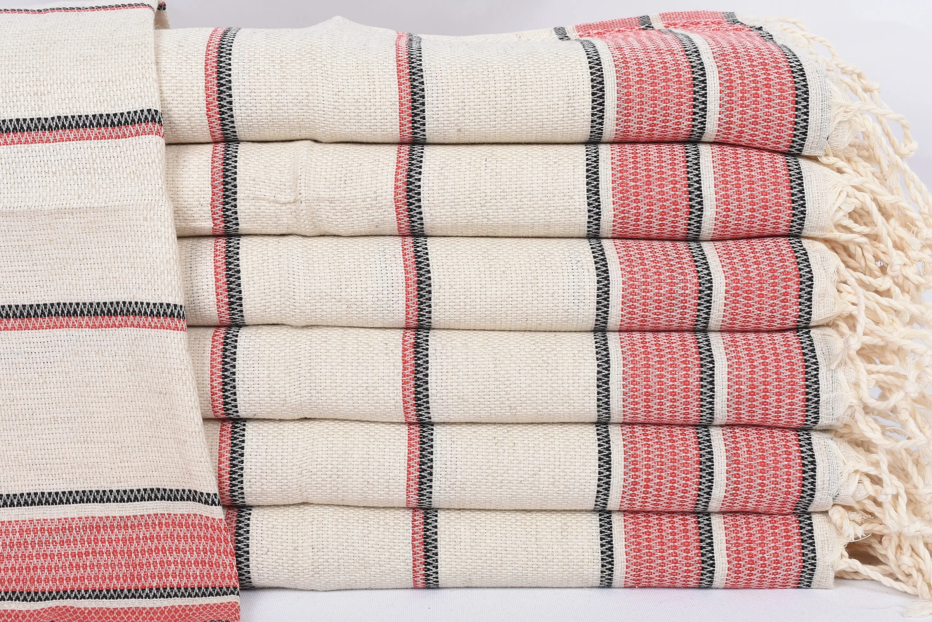 Personalized Hand Towel Red Striped Tea Towel, 40x20 Inches - 1