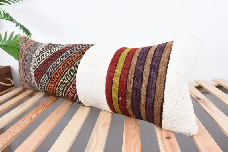 12x36 Rainbow Pillow Sham, Pillow Cover, Vintage Kilim Throw Pillow, Retro Pillow Sham, Turkish Pillow, Pillow for Couch - 5