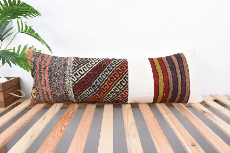12x36 Rainbow Pillow Sham, Pillow Cover, Vintage Kilim Throw Pillow, Retro Pillow Sham, Turkish Pillow, Pillow for Couch - 1