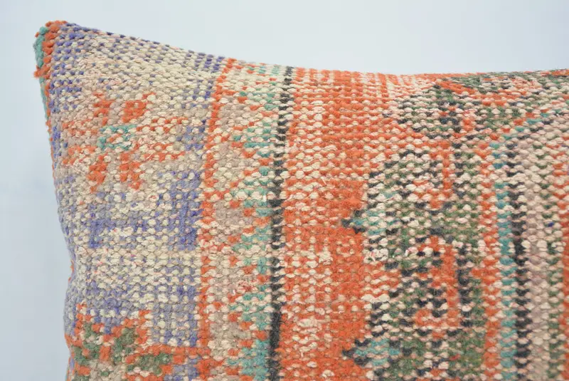 16x24 Blue Pillow Sham, Farmhouse Pillow Cover, Ikat Cushion Case, Vintage Kilim Throw Pillow, Pillow for Sofa, Boho Pillow, Pillow Cover - 2