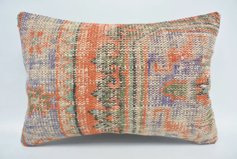 16x24 Blue Pillow Sham, Farmhouse Pillow Cover, Ikat Cushion Case, Vintage Kilim Throw Pillow, Pillow for Sofa, Boho Pillow, Pillow Cover - 1