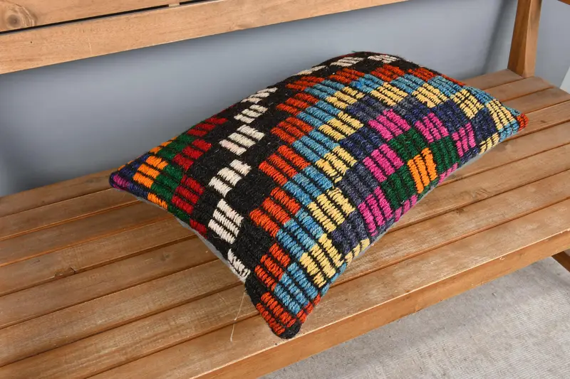 Vintage Kilim Throw Pillow, Cushion Case, Ethnical Kilim Rug Pillow, Accent Pillow Cover, 16x24 Red Pillow, Yoga Cushion, Turkish Kilim Pillow - 2