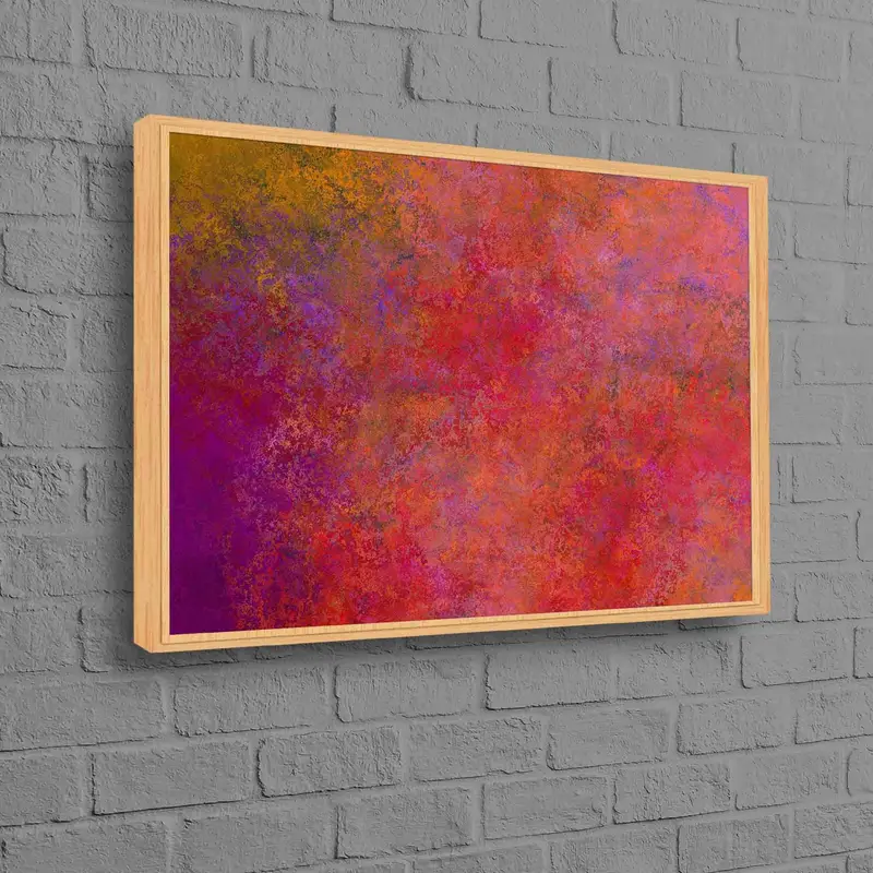 鮮やかなモダンな抽象キャンバス: ピンク、パープル、オレンジ、イエロー