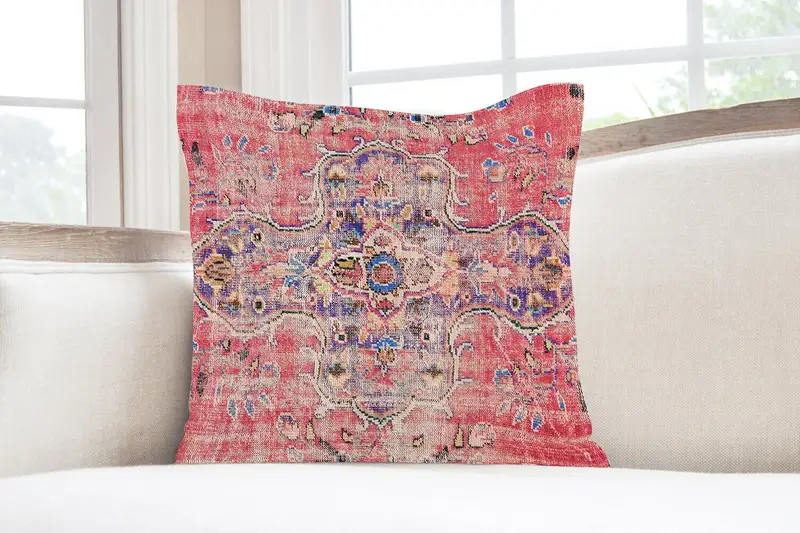 Almohada de lanzamiento bordada del suroeste rojo, almohada rectangular vintage