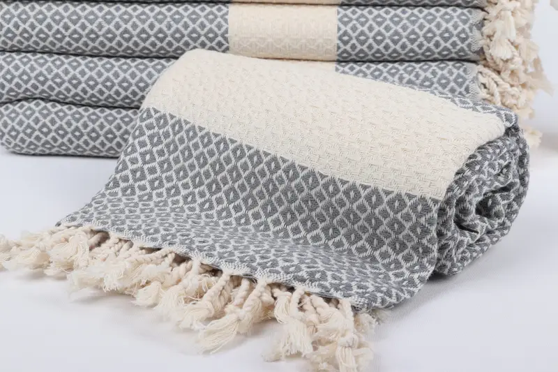 Personalized Bridesmaid Gift, Engagement Gift, 70x40 Cotton Geometric Towel, Thin towel, Luxury Turkish beach towel with fringe, Turkish bath towel - 4