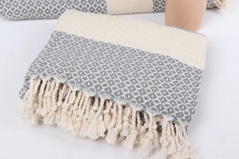 Personalized Bridesmaid Gift, Engagement Gift, 70x40 Cotton Geometric Towel, Thin towel, Luxury Turkish beach towel with fringe, Turkish bath towel - 5