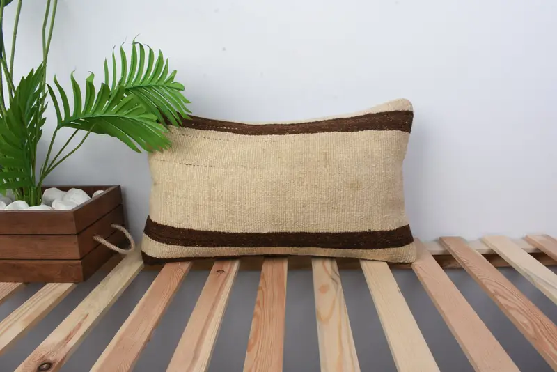 Pillow, 12x20 Beige Pillow Sham, Pillow for Couch, Ikat Pillow Cover, Pillow for Sofa, Authentic Cushion, Antique Pillows, Aztec Cushion Cover - 1
