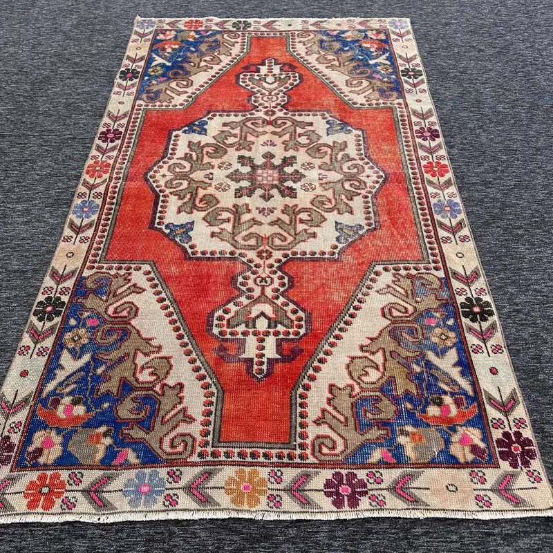 Roter Ikat-Teppich, 1,2 x 2,1 m, elegante Ergänzung