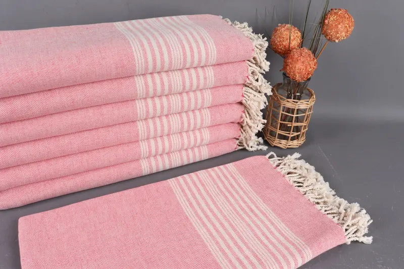 Fuchsia Towel Striped Organic Cotton Beach Towel, 40x71 Inches