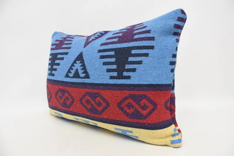 Pillow for Couch, Ethnical Kilim Rug Pillow, 16x24 Blue Cushion Case, Authentic Pillow, Cushion Cover, Turkish Pillow, Turkish Rugs Pillow Cover - 4