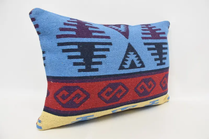 Pillow for Couch, Ethnical Kilim Rug Pillow, 16x24 Blue Cushion Case, Authentic Pillow, Cushion Cover, Turkish Pillow, Turkish Rugs Pillow Cover - 3