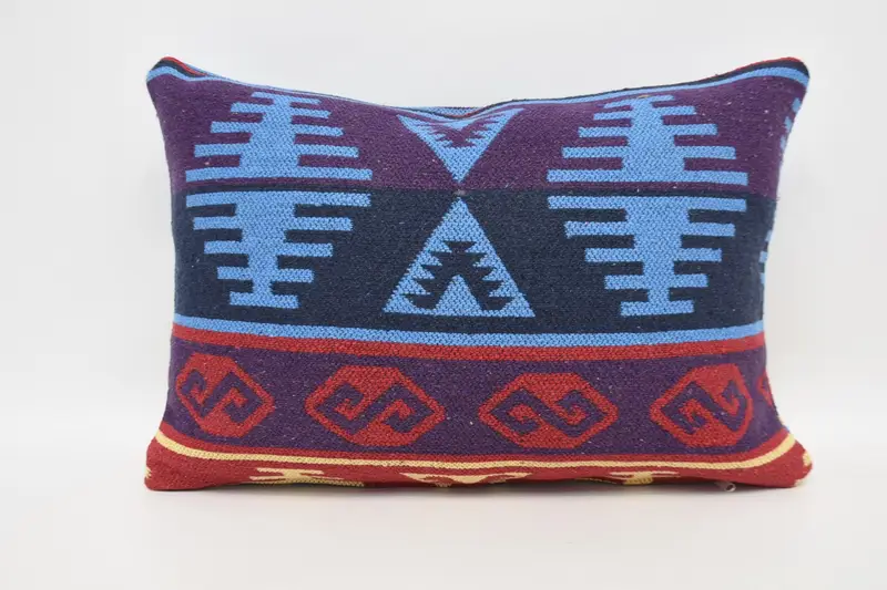 Pillow for Couch, Ethnical Kilim Rug Pillow, 16x24 Blue Cushion Case, Authentic Pillow, Cushion Cover, Turkish Pillow, Turkish Rugs Pillow Cover - 5