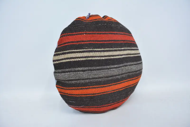 Kilim Cushion Sham, Wool Kilim Pillow Cushion, Turkish Kilim Pillow, 20x20 Brown Pillow Case, Antique Pillows, Cushion Cover - 3