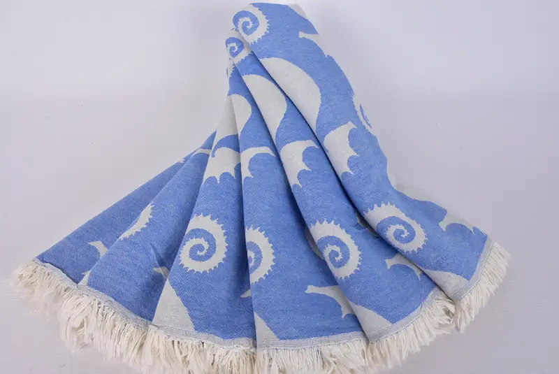 Bridal Shower Gift, 70x40 Cotton Seahorse Patterned Towel, Best Friend Gift, Gift For Coworker, Wedding Towel, Sand-free towel, Unique Wedding Gift - 5
