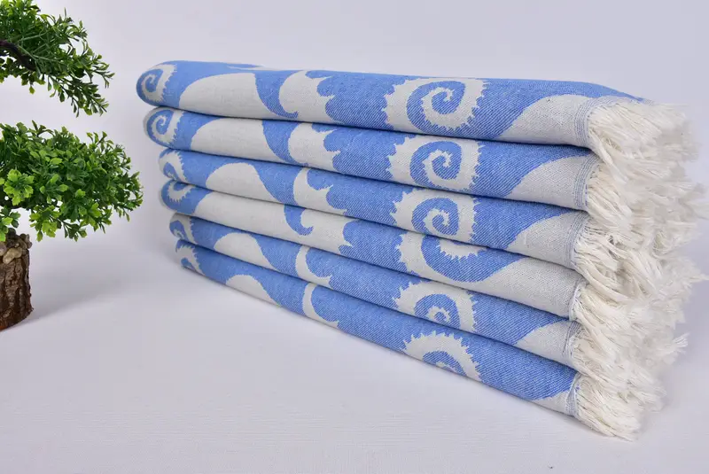 Bridal Shower Gift, 70x40 Cotton Seahorse Patterned Towel, Best Friend Gift, Gift For Coworker, Wedding Towel, Sand-free towel, Unique Wedding Gift - 4