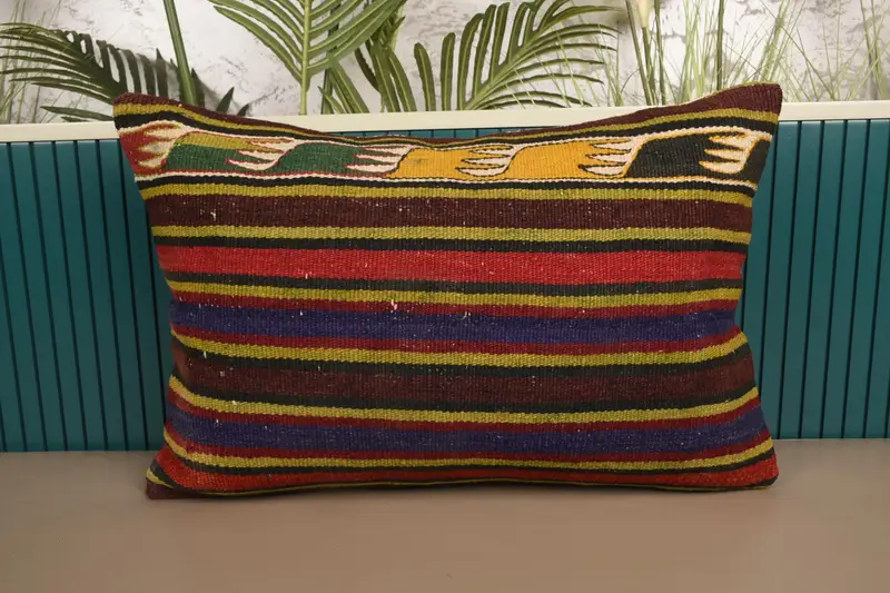 Striped Throw Gift Cushion Cover, 40x60 cm Blue Pillow Sham - 1