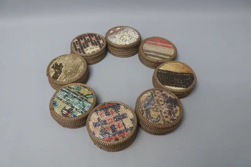 Bohemian Pattern Round Coaster, Durable 5x5 inches Wool Coaster