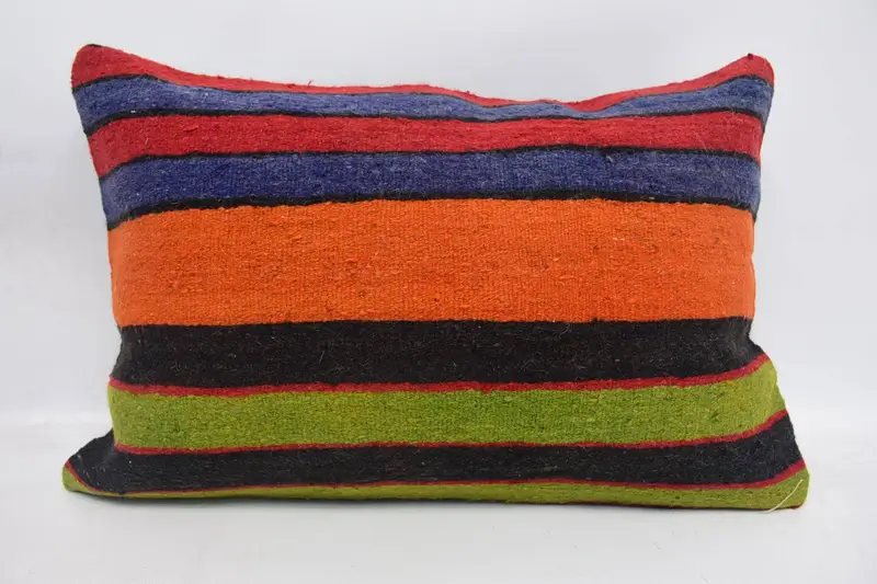 16x24 Orange Pillow Sham, Cushion, Kilim Cushion Sham, Vintage Kilim Pillow, Meditation Pillow Sham, Sustainable Cushion Case, Turkish Kilim Pillow - 1