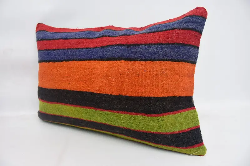 16x24 Orange Pillow Sham, Cushion, Kilim Cushion Sham, Vintage Kilim Pillow, Meditation Pillow Sham, Sustainable Cushion Case, Turkish Kilim Pillow - 4