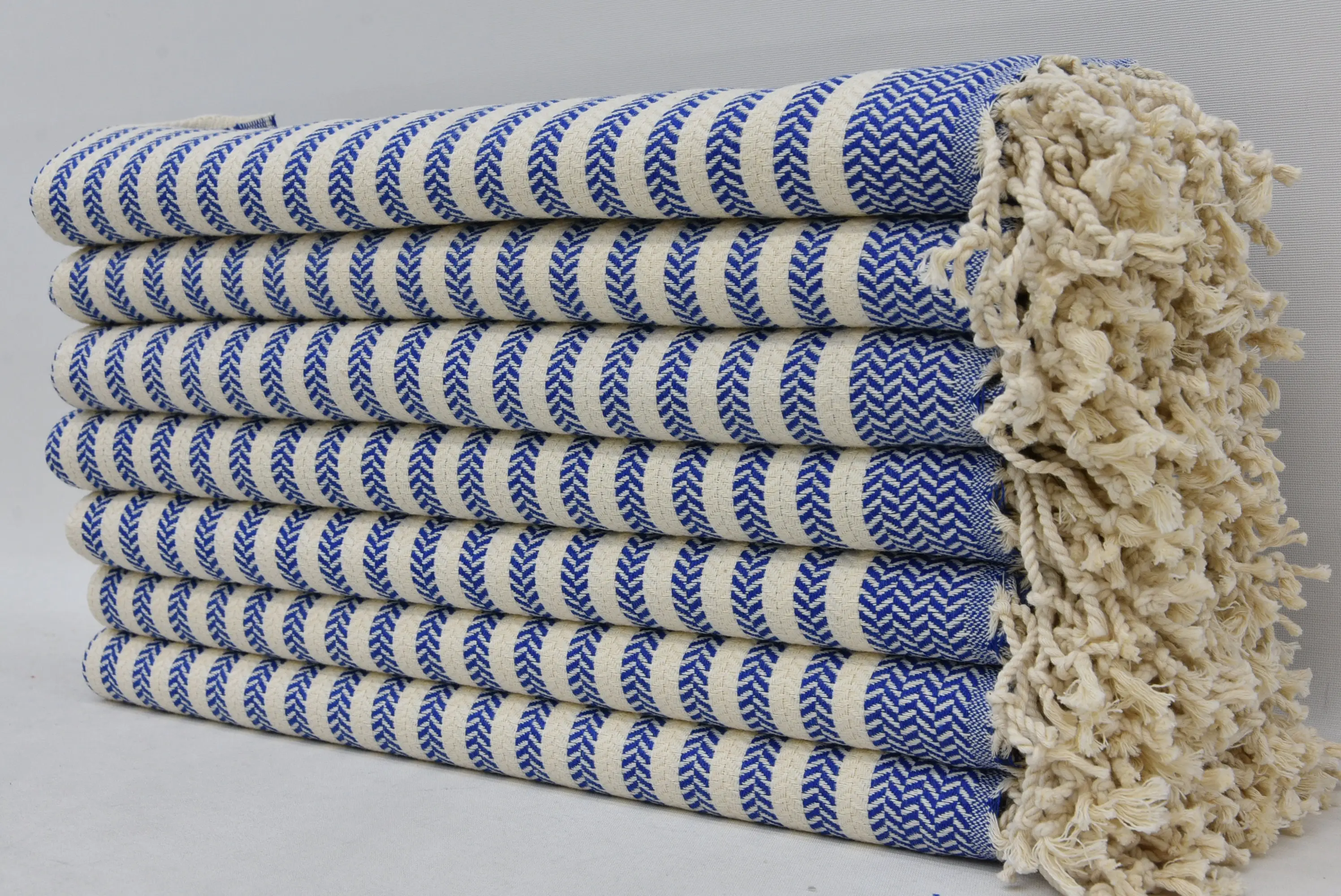 Beach Towel Turkish Cotton Blue Striped Design, 40x70 Inches - 1