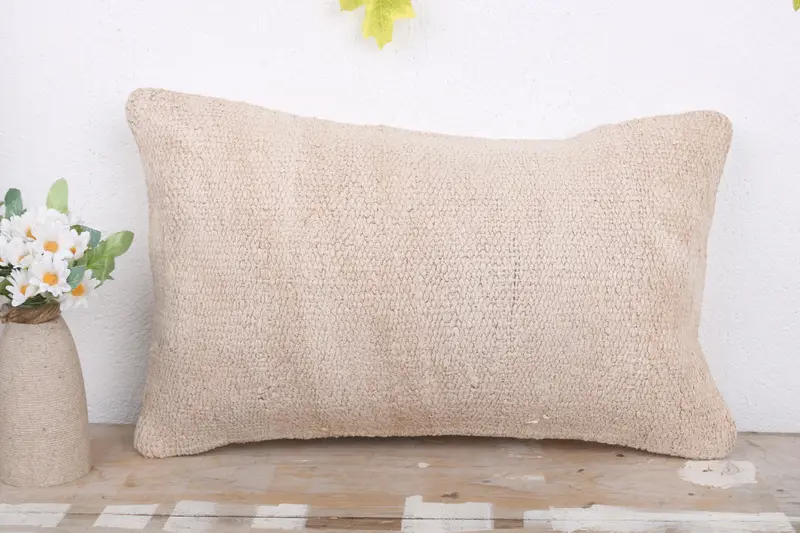Vintage Kilim Pillow, 12x20 White Pillow, Cushion Case, Antique Pillows, Kilim Rug Pillow Sham, Outdoor Patio Pillow, Ethnical Kilim Rug Pillow - 2