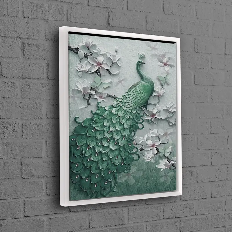 Modern Luxury Peacock Floral Canvas Print - Elegant Wall Art