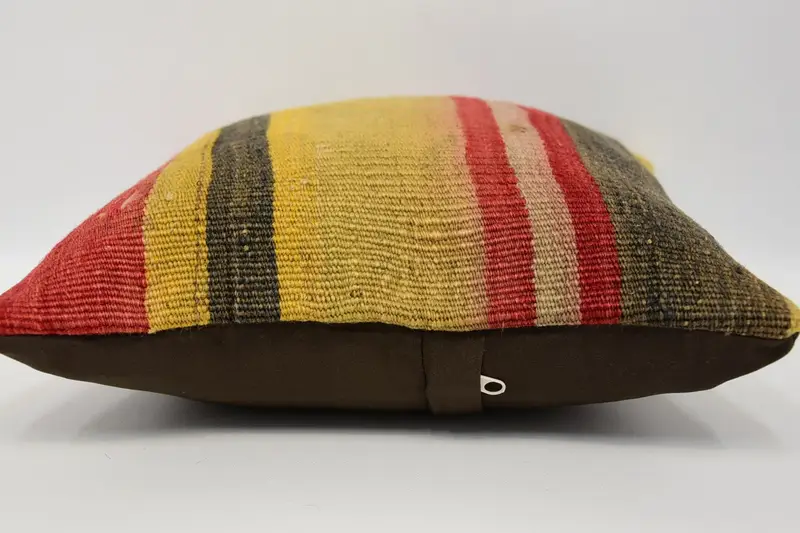 Handmade Kilim Cushion, Turkish Bench Pillow, Kilim Cushion Sham, Antique Pillows, Kilim Rug Pillow, Cushion Case, 12x12 Red Pillow Cover - 5
