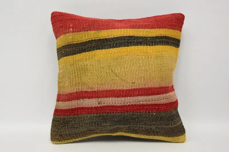 Handmade Kilim Cushion, Turkish Bench Pillow, Kilim Cushion Sham, Antique Pillows, Kilim Rug Pillow, Cushion Case, 12x12 Red Pillow Cover - 1