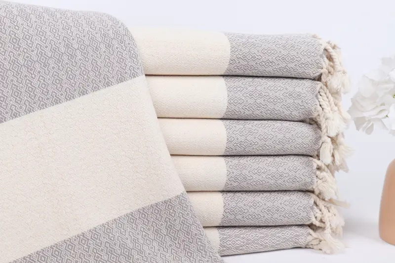 Monogram Beach Towel Custom Turkish Cotton Light Gray, 36x67 Inches