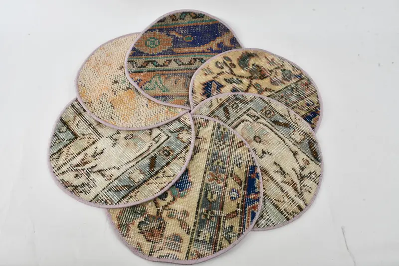 エレガントなブルーとベージュの織りプレースマット、伝統的なテーブルマット