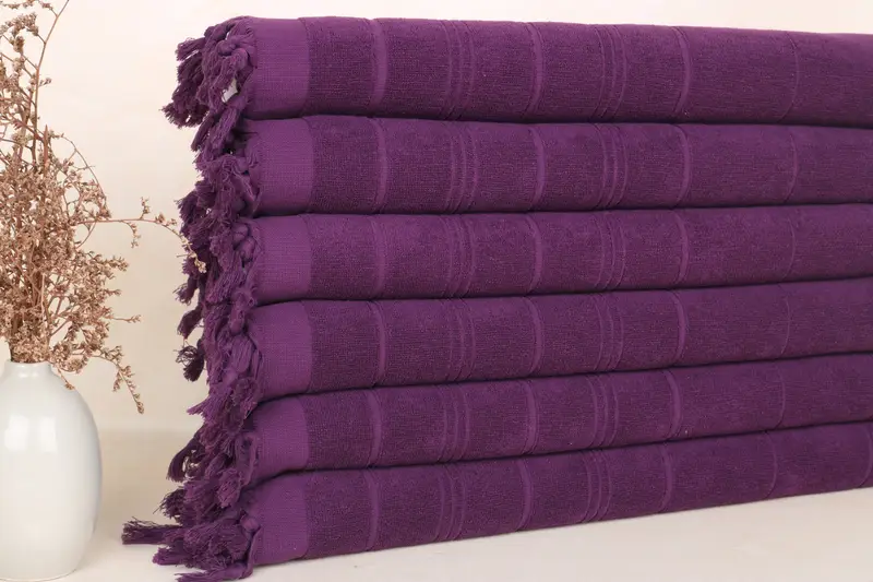 パープルストライプコットンディッシュタオル、バチェロレッテパーティーデコレーション、18x40インチ