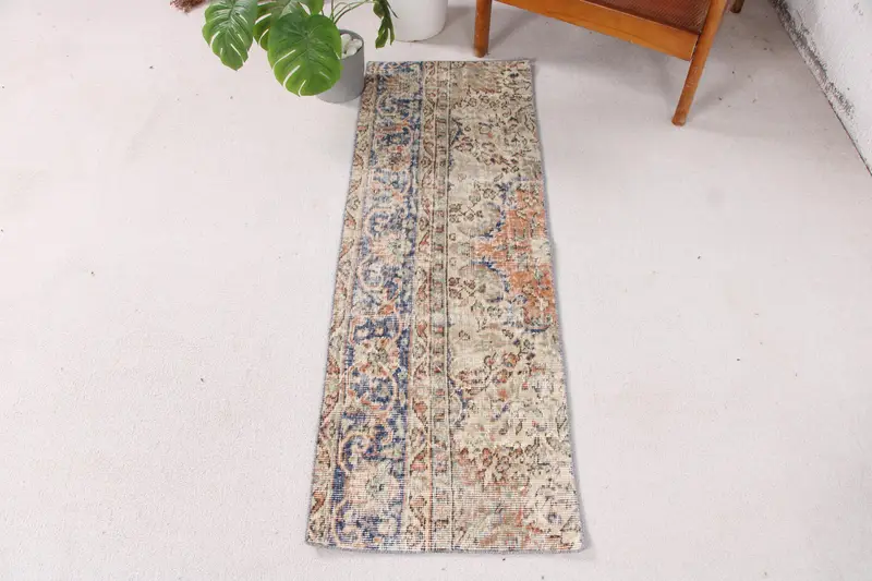 Alfombra con estampado animal azul, 1,6 x 4,8 pies con detalles en naranja