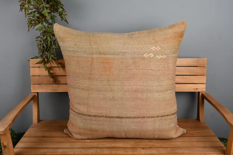 Vintage Pillow, Handmade Kilim Cushion, Personalized Gift Pillow Cushion, Aztec Pillow Case, Cushion Cover, 32x32 Brown Pillow, Pillow for Couch - 6