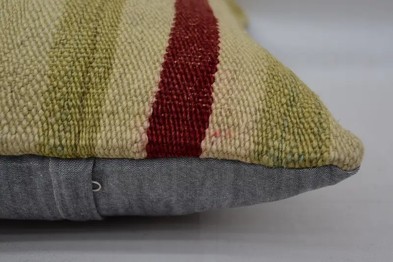 Handmade Kilim Cushion, Handmade Rug Seat Cushion, Aesthetic Pillow, Home Decor Pillow, Vintage Pillow, 16x24 Beige Cushion Cover, Pillow Case - 5