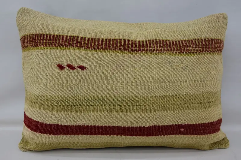 Handmade Kilim Cushion, Handmade Rug Seat Cushion, Aesthetic Pillow, Home Decor Pillow, Vintage Pillow, 16x24 Beige Cushion Cover, Pillow Case - 4