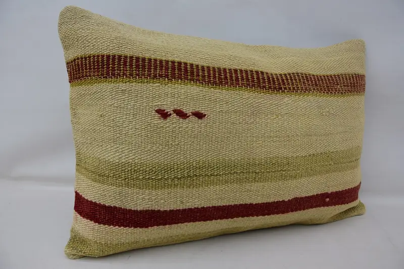 Handmade Kilim Cushion, Handmade Rug Seat Cushion, Aesthetic Pillow, Home Decor Pillow, Vintage Pillow, 16x24 Beige Cushion Cover, Pillow Case - 2