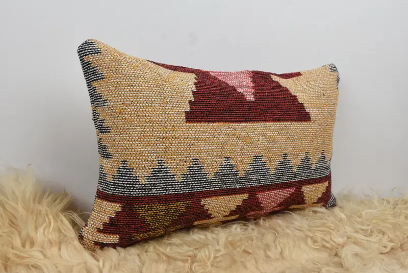 Home Decor Pillow, Pastel Pillow, Gift Pillow, Handwoven Cushion Cover, Pillow, Ikat Pillow Cover, 12x20 Red Pillow Case, Antique Pillows - 8