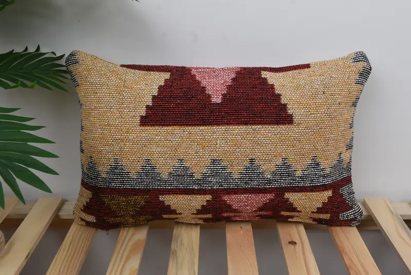 Home Decor Pillow, Pastel Pillow, Gift Pillow, Handwoven Cushion Cover, Pillow, Ikat Pillow Cover, 12x20 Red Pillow Case, Antique Pillows - 1