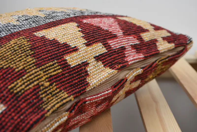 Home Decor Pillow, Pastel Pillow, Gift Pillow, Handwoven Cushion Cover, Pillow, Ikat Pillow Cover, 12x20 Red Pillow Case, Antique Pillows - 5