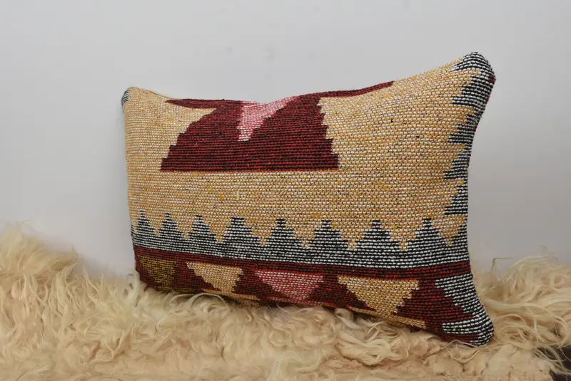 Home Decor Pillow, Pastel Pillow, Gift Pillow, Handwoven Cushion Cover, Pillow, Ikat Pillow Cover, 12x20 Red Pillow Case, Antique Pillows - 7