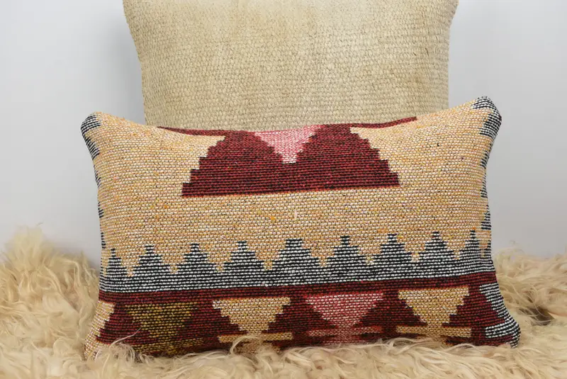 Home Decor Pillow, Pastel Pillow, Gift Pillow, Handwoven Cushion Cover, Pillow, Ikat Pillow Cover, 12x20 Red Pillow Case, Antique Pillows - 6