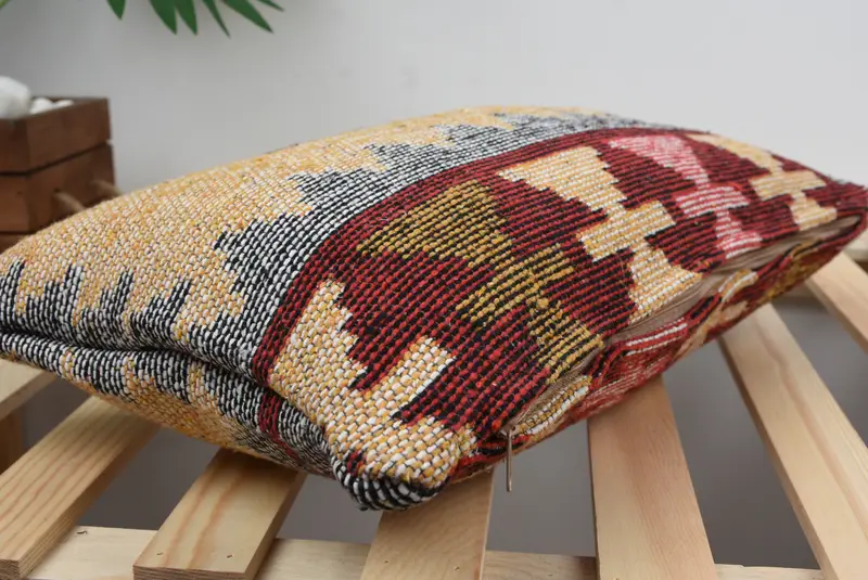Home Decor Pillow, Pastel Pillow, Gift Pillow, Handwoven Cushion Cover, Pillow, Ikat Pillow Cover, 12x20 Red Pillow Case, Antique Pillows - 4