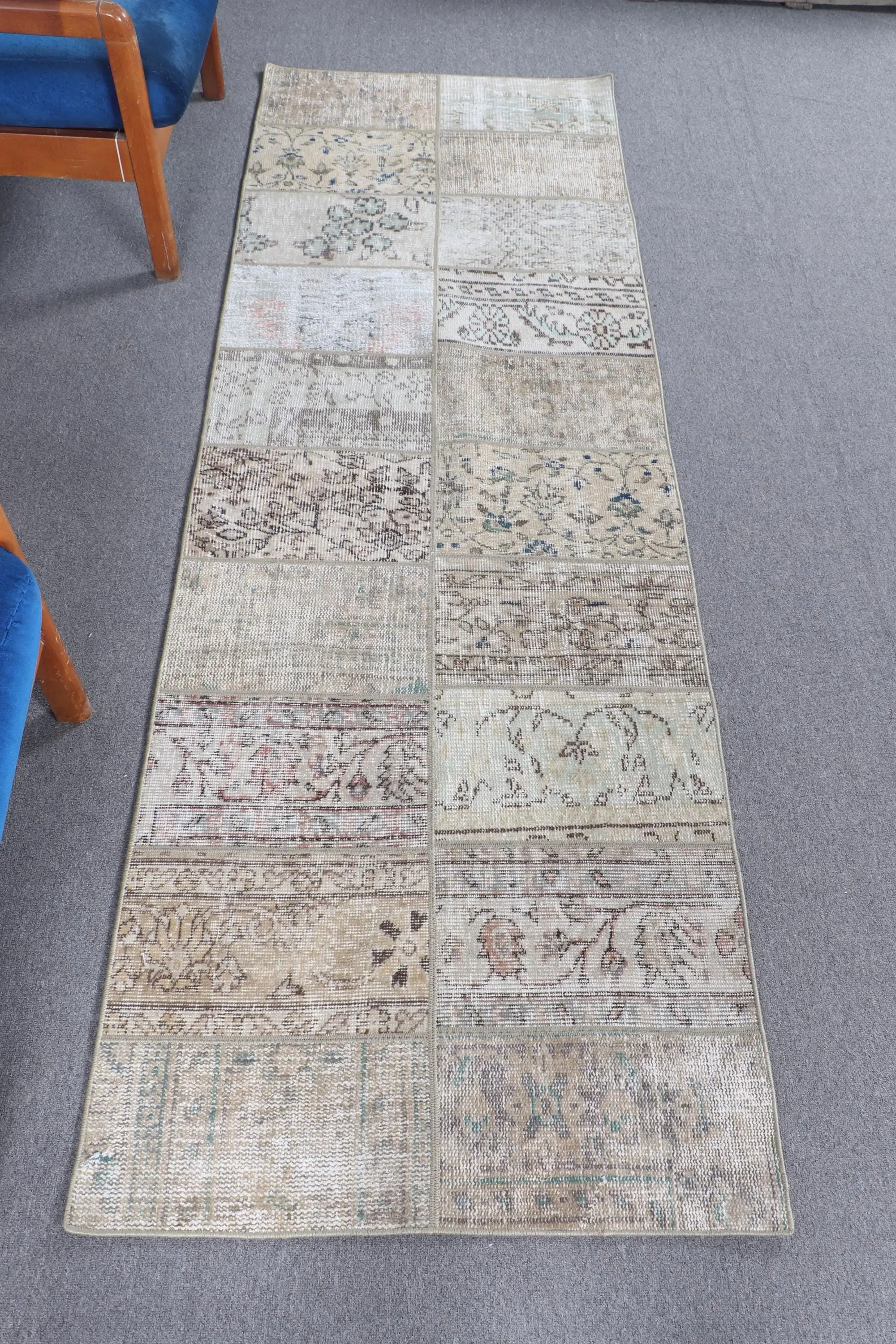 Turkish 2.7x7.9 ft Rug, Vintage Runner Rug, Brown Ombré Rug - 1