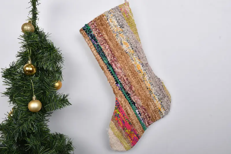 Festive Christmas Ornaments Pattern, 7 Inch Wide Christmas Stocking